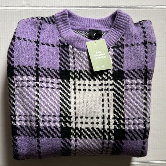 H&M Purple and Black Plaid Sweater - Picture 10 of 16